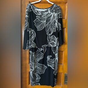 MiXT by Heidi Weisel Black and White Floral Long Sleeve Blouson Dress